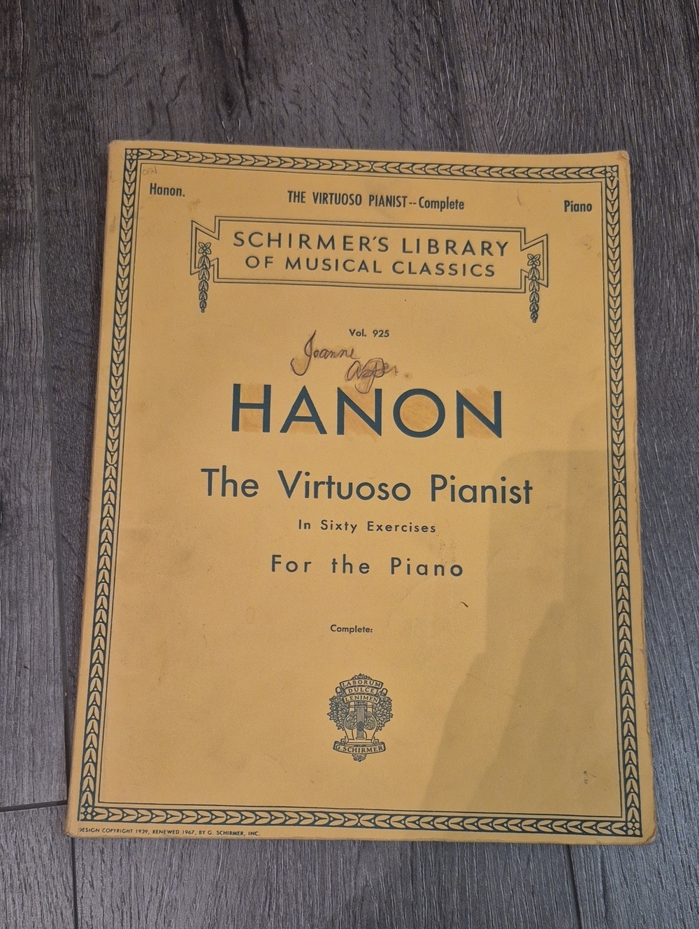 The Virtuoso Pianist HANON 1928 VINTAGE   - Schirmer's Library - Piano Book